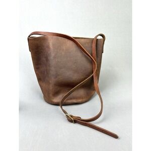 Neva Opet Brown Leather Shoulder Purse Bucket Bag Hobo Rustic‎ Cabincore